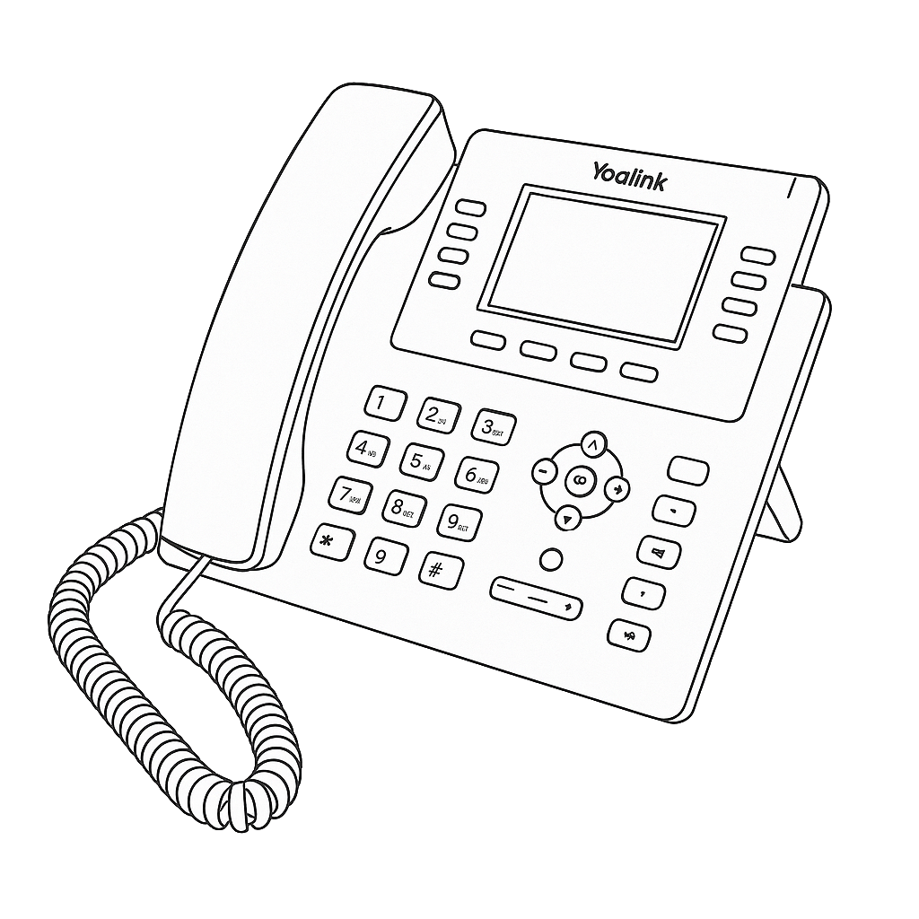 Yealink SIP-T43U line drawing cc Atcom A20W phone and Groundwire App
